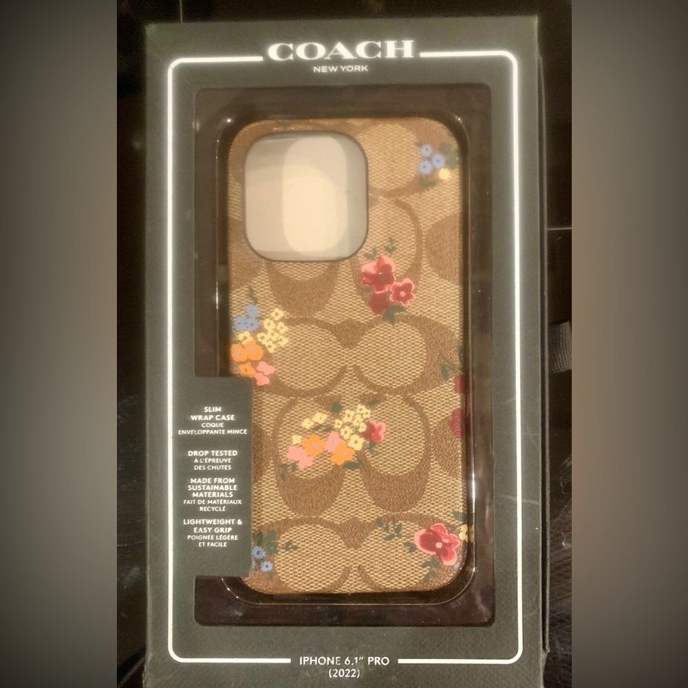 Coach Brown Floral iPhone 14 Pro Case
